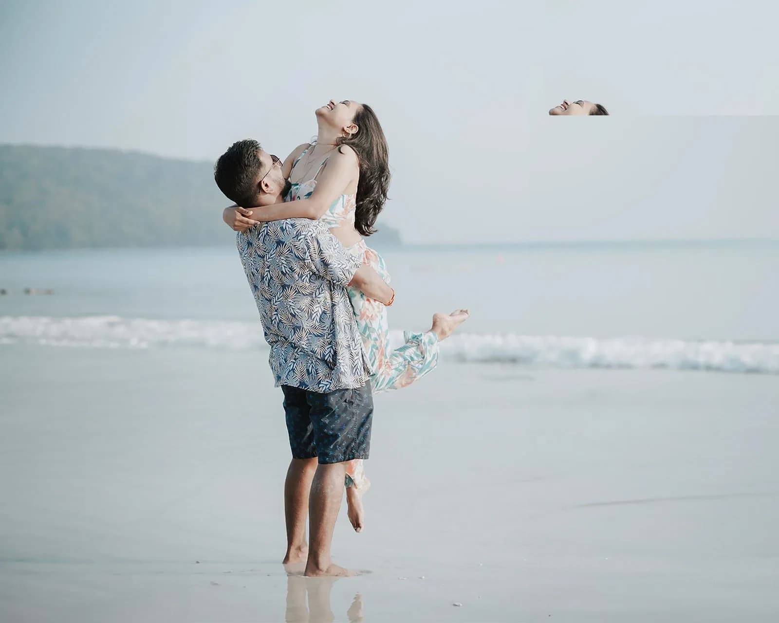 Couple poses for photoshoot in andaman